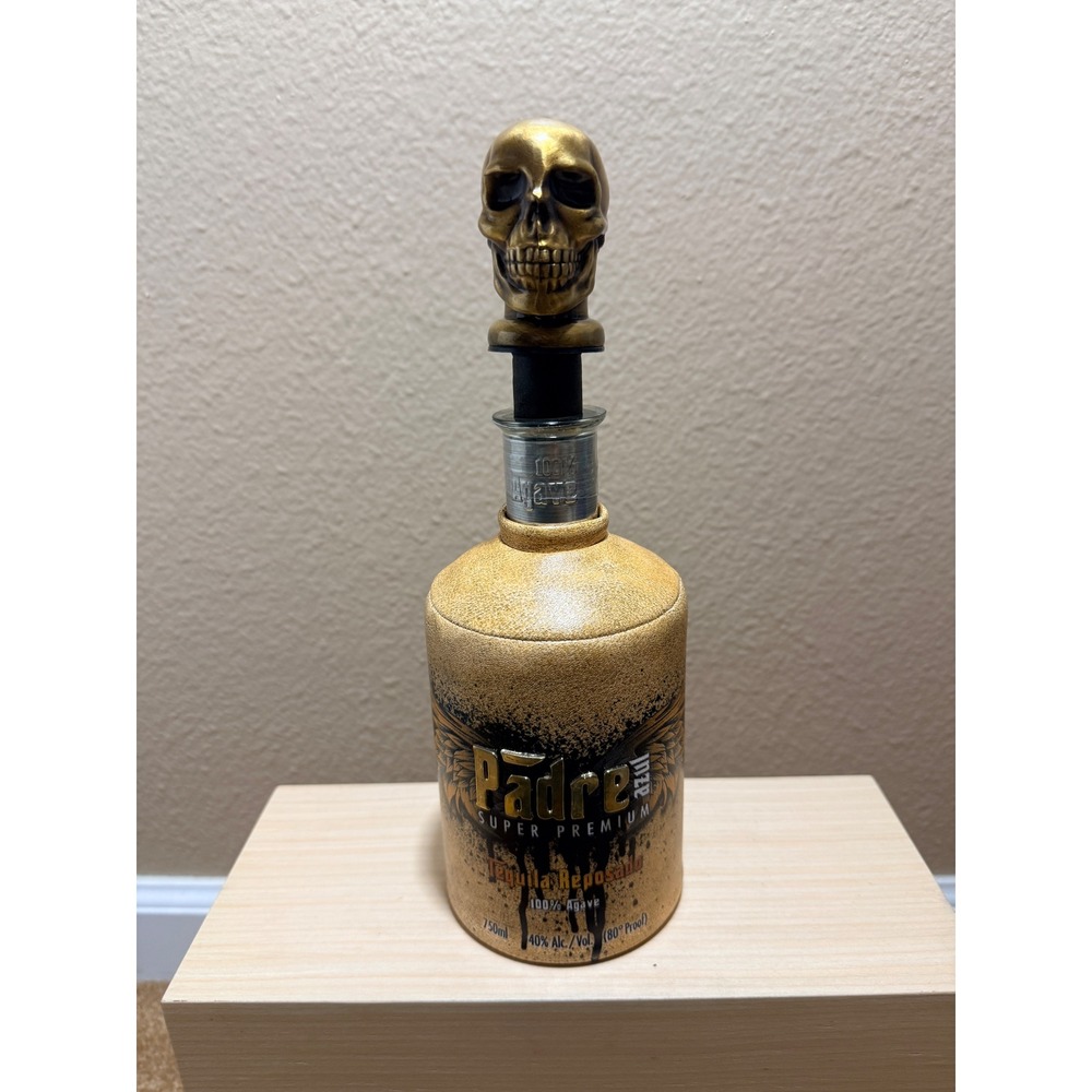 Padre Azul Super Premium Tequila Reposado Empty Bottle with Metal Skull Stopper